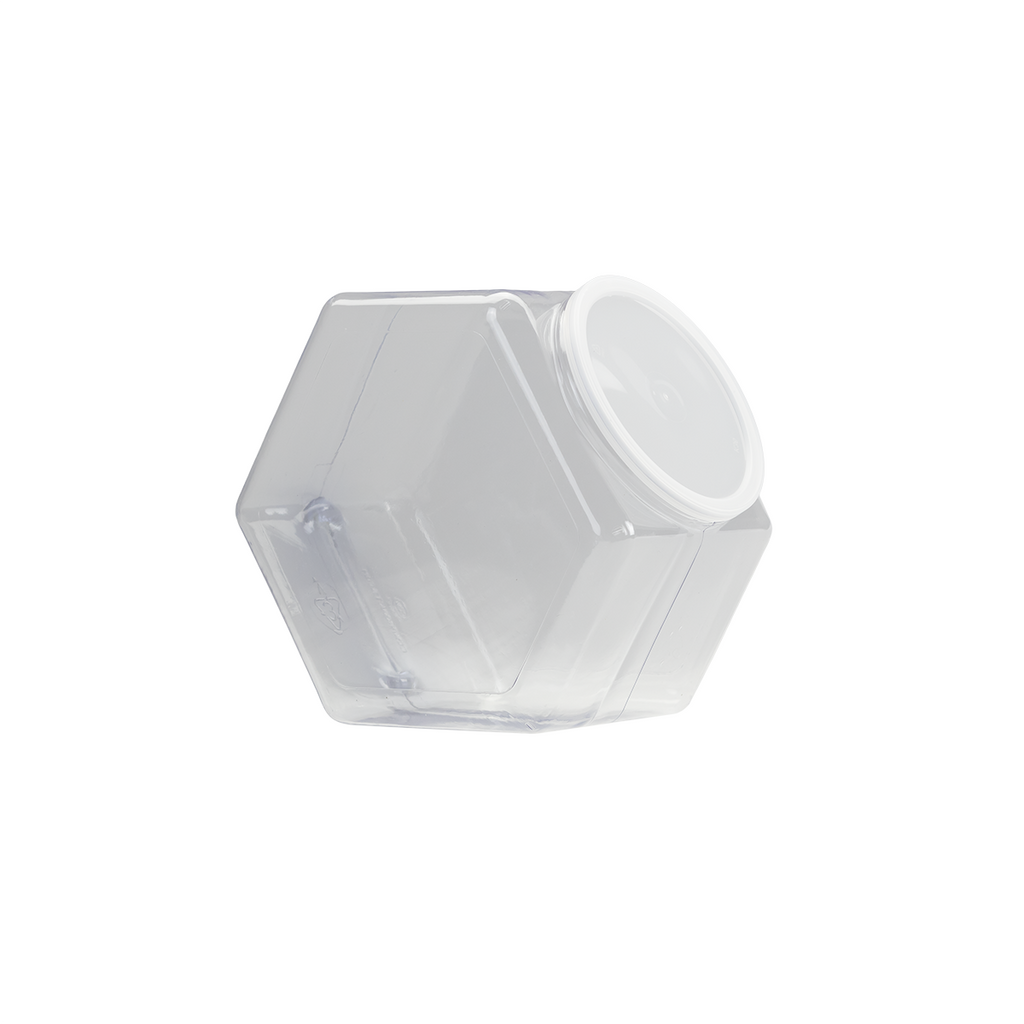 129 oz. Clear Hexagon Jar with 110mm Snap-on Neck