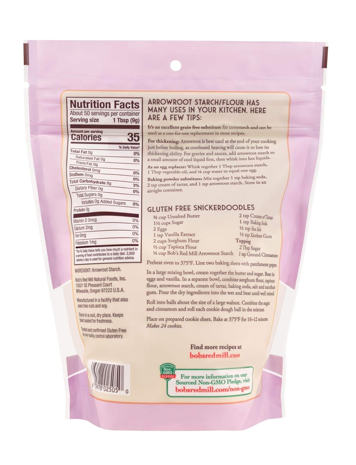 Bob‘S Red Mill Arrowroot Starch - 20 Pouches